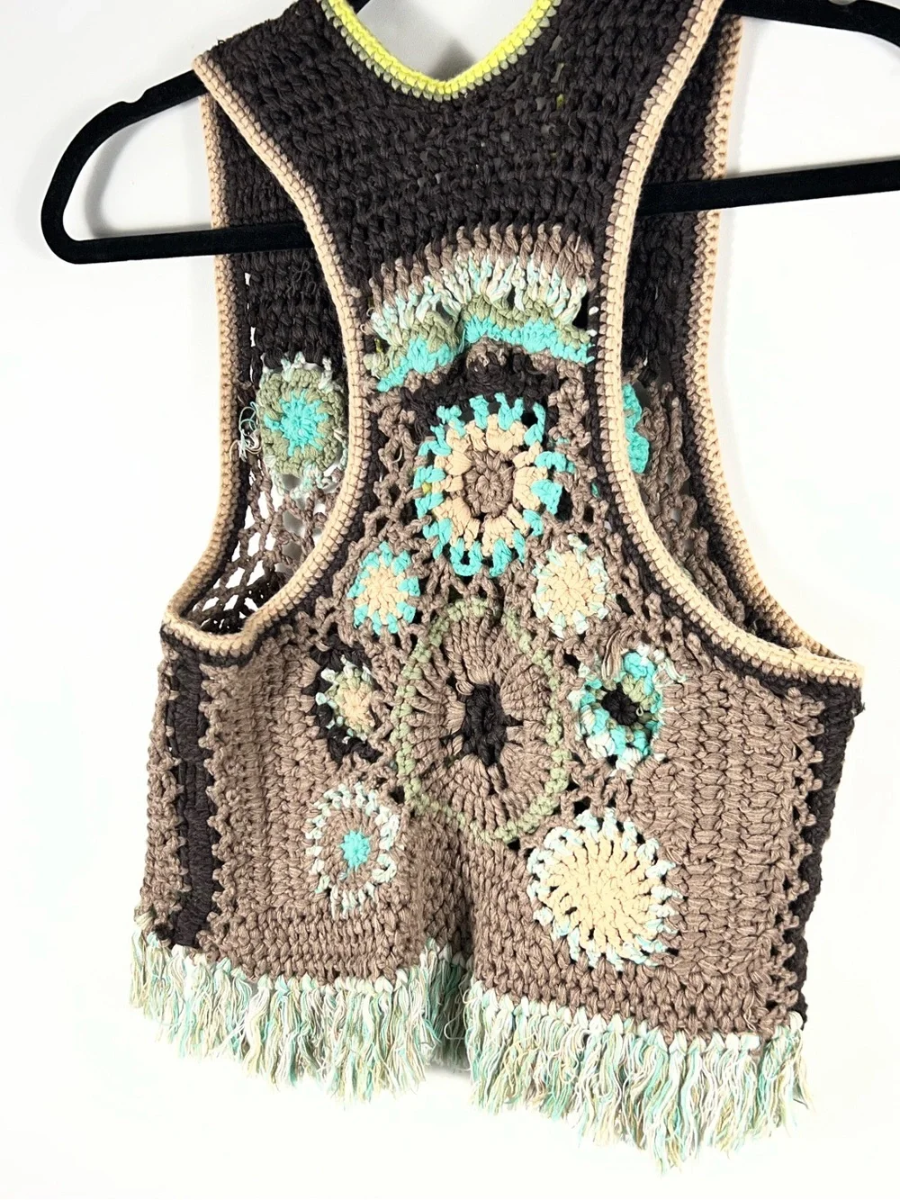 Free People Desert Rose Crochet Vest Sz X-Small